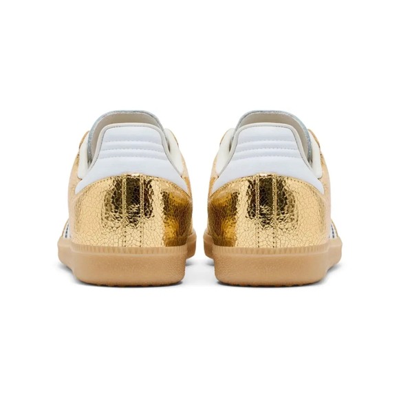 Adidas Samba OG Women's Size 7.5 Cracked Leather Gold Sneakers KI5719 NEW - Picture 6 of 7